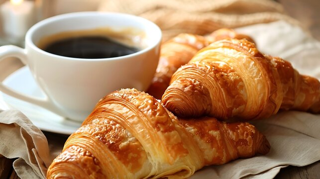 Fresh croissants and coffee