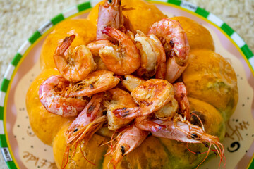 Traditional shrimp bobó in moranga pumpkin
