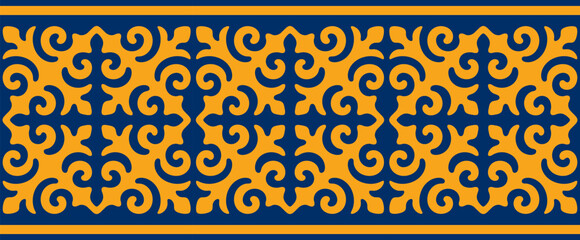 Безымянный-1Strip of plant patterns. Ethno style. Kazakh ornaments. Horizontal patterned design. Traditional patterns of Kazakhs. Ancient Turkic ornaments. Traditions of Kazakhstan. Decorative art of 