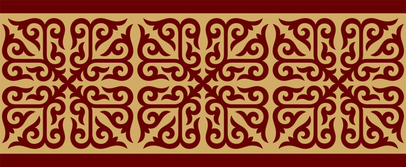 Безымянный-1Strip of plant patterns. Ethno style. Kazakh ornaments. Horizontal patterned design. Traditional patterns of Kazakhs. Ancient Turkic ornaments. Traditions of Kazakhstan. Decorative art of 