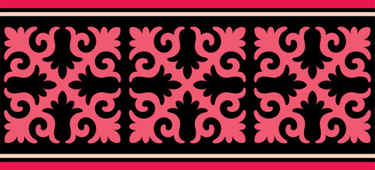 Безымянный-1Strip of plant patterns. Ethno style. Kazakh ornaments. Horizontal patterned design. Traditional patterns of Kazakhs. Ancient Turkic ornaments. Traditions of Kazakhstan. Decorative art of 