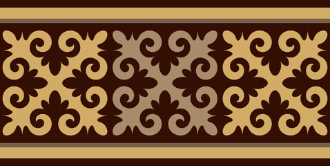 Безымянный-1Strip of plant patterns. Ethno style. Kazakh ornaments. Horizontal patterned design. Traditional patterns of Kazakhs. Ancient Turkic ornaments. Traditions of Kazakhstan. Decorative art of 