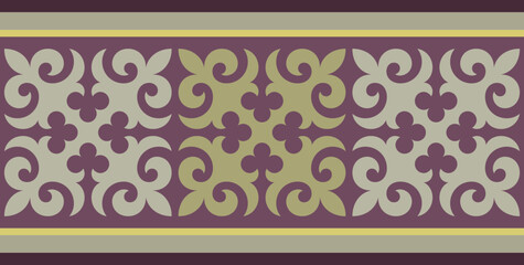 Безымянный-1Strip of plant patterns. Ethno style. Kazakh ornaments. Horizontal patterned design. Traditional patterns of Kazakhs. Ancient Turkic ornaments. Traditions of Kazakhstan. Decorative art of 