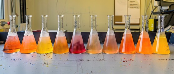 Color changing reaction of pH indicators in a laboratory setting