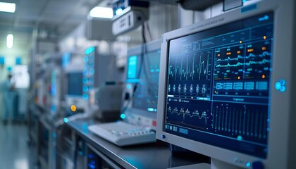 An edge computing setup in a hospital, quickly analyzing patient data at the source to improve healthcare responses