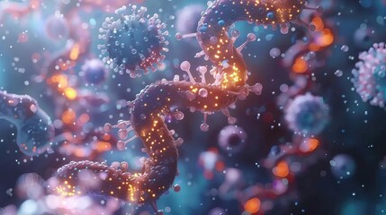 Fototapeta premium An educational video presenting a system concept for using enzymes as molecular scissors to dismantle viruses