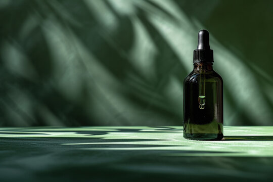 cbd oi bottle on a green background
