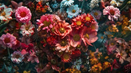 Naklejka premium Spring background. Branches form a heart-shaped pattern. Roses in the shape of a heart