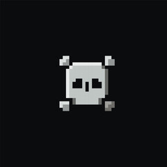 Skull vector illustration in pixel art