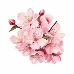 Element Cherry blossom, sakura flowers isolated on white background.