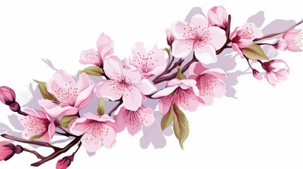 Fototapeta premium Element Cherry blossom, sakura flowers isolated on white background.