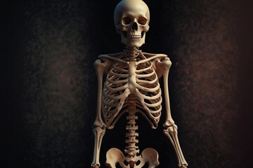 Obsidian Dreams: A Macabre Symphony in the Dark Crypt, with Exquisite Skeleton Details