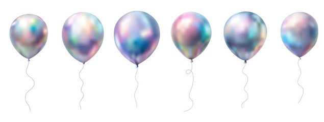 collection of three-dimensional inflated chrome-plated balloons with holographic glitter