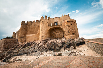 the medieval castle of Valencia del Ventoso, comarca of Zafra - Rio Bodion, province of Badajoz, Extremadura, Spain