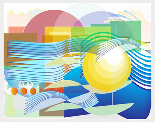 Abstract colorful background with geometric elements. 
Summer concept design.