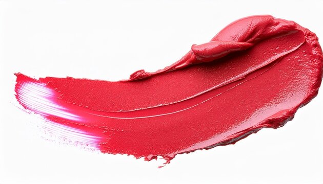 Roter Pinselstrich mit Farbe oder Make-up auf wei&szlig;em Hintergrund