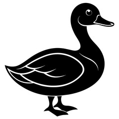 A Duck silhouette on white background 