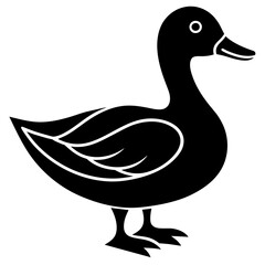 A Duck silhouette on white background 