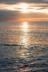 sunrise on the beach barcelona spain over the sea