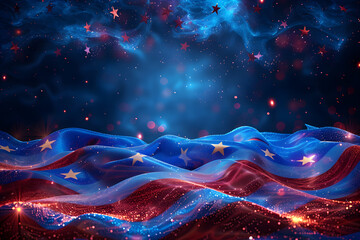 American Flag colors and fireworks mockup background with copy space . 4 July independence day concept celebration