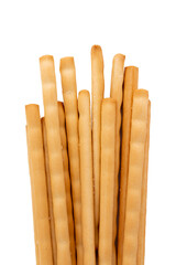 italian stick bread grissini, traditional breadsticks isolated
