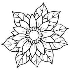 Sunflower outline coloring book page line art drawing vector illustration for children and adults