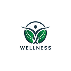 Fototapeta premium wellness logo. yoga logo. Wellness and healthy .natural health wellness fitness and yoga logo design .Human health logo design . Leaf Wellness Logo. spiritual logo
