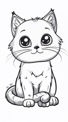 Cute kawaii cats cartoon character coloring page vertical photo