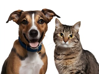 Dog with Cat white background
