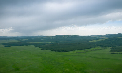 Aerial photography of the Rea line grassland scenery in Keshiketeng Banner, Inner Mongolia