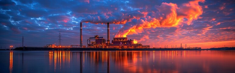 Transition to Clean Energy: Silhouette of Coal Power Plant against Clean Energy Vision - 4K HD Wallpaper

