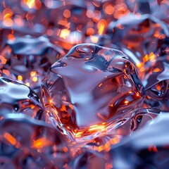 Melting ice crystal, abstract background with blur effect
