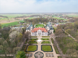 Kozlowka, Poland, Museum in the Kozlowka Zamoyskich. A park full of flowers, Palace garden in the...