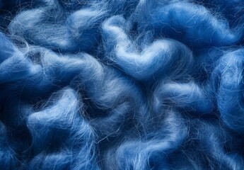 Close-up view of blue felting wool background