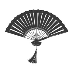 Silhouette classic handheld folding fan black color only