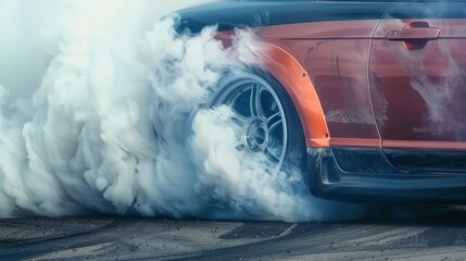 Drifting car, Sport car wheel drifting and smoking on track,.