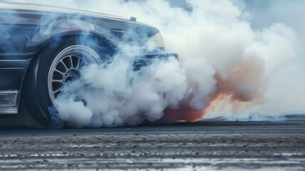 Drifting car, Sport car wheel drifting and smoking on track,.