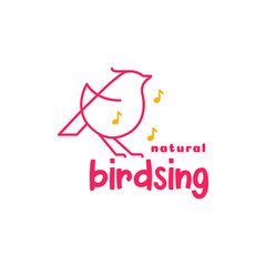 Obraz premium little bird sing line art colorful simple mdoern minimal logo design vector