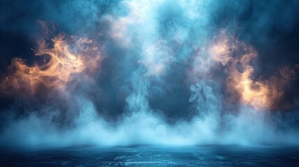 blue smoky studio background