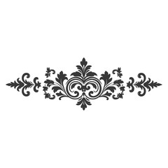 Silhouette horizontal line divider with Baroque ornament black color only