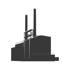 Silhouette industrial building factory black color only