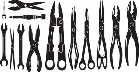 A Set of Silhouette Tools vector illustration