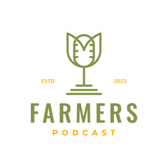 farmer consulting line minimal logo design vector