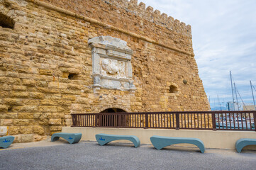 Venetian fortress of Koules (Castello a Mare) located at the entrance of the old port of Heraklion,...