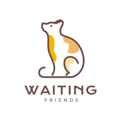 sit cat line colorful modern mascot logo design vector