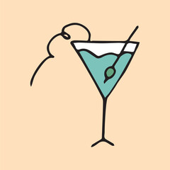 cocktail. drink. drink. alcohol bar. beach bar. color doodle drawing. Doodle. vector. on a colored background. beautiful colors. sweet. ice. chilled. the fever is quenching.