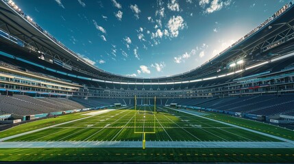 American Football Stadium Structure: A photo highlighting the structural elements of empty American football stadiums