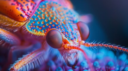 Naklejka premium Neon Insects Macro: A macro photo of neon insects
