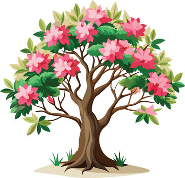 flowering tree with pink blossoms clip art preview