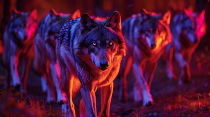 Neon Wildlife Wolves: Captivating images of neon-lit wolves